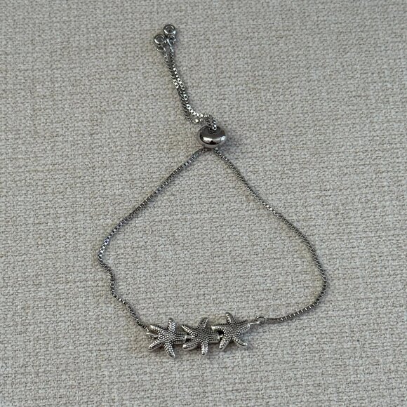 Adjustable Slider Bracelet with Silver Starfish - Picture 3 of 5